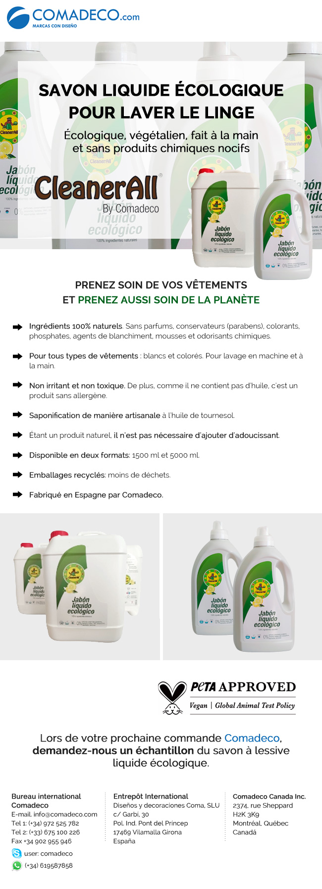 Savon liquide écologique pour laver le linge CleanerAll